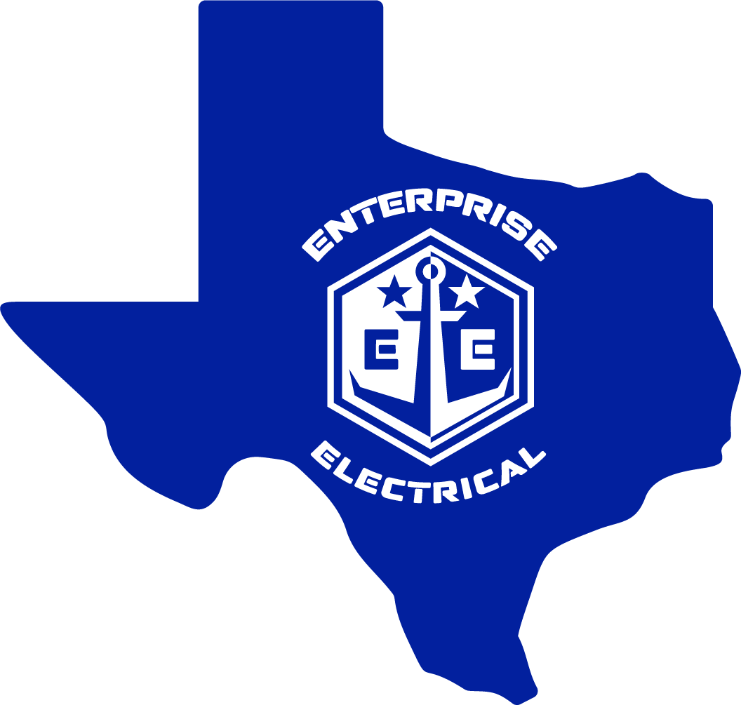 Texas outline with Enterprise Electrical logo.