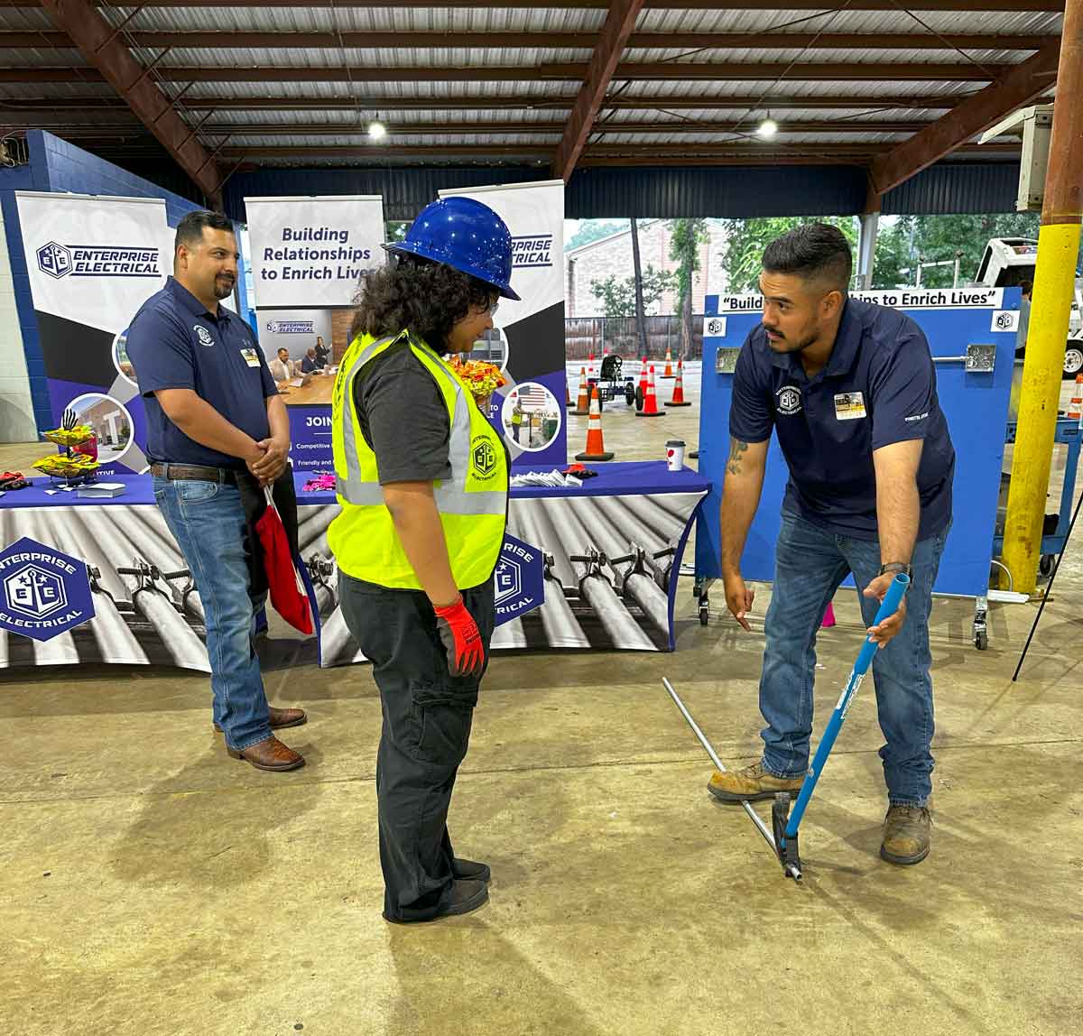 Training session at an electrical workshop.