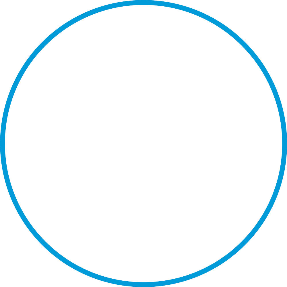 Blue circular outline on a transparent background.